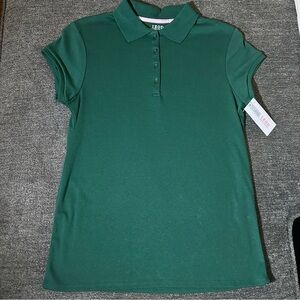 IZOD School Uniform Polo Shirt Girls Plus Fit XL 18 1/2 Green